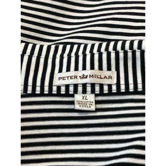 Peter Millar navy and white striped polo shirt sz XL golf resort wear athletic - Picture 4 of 4